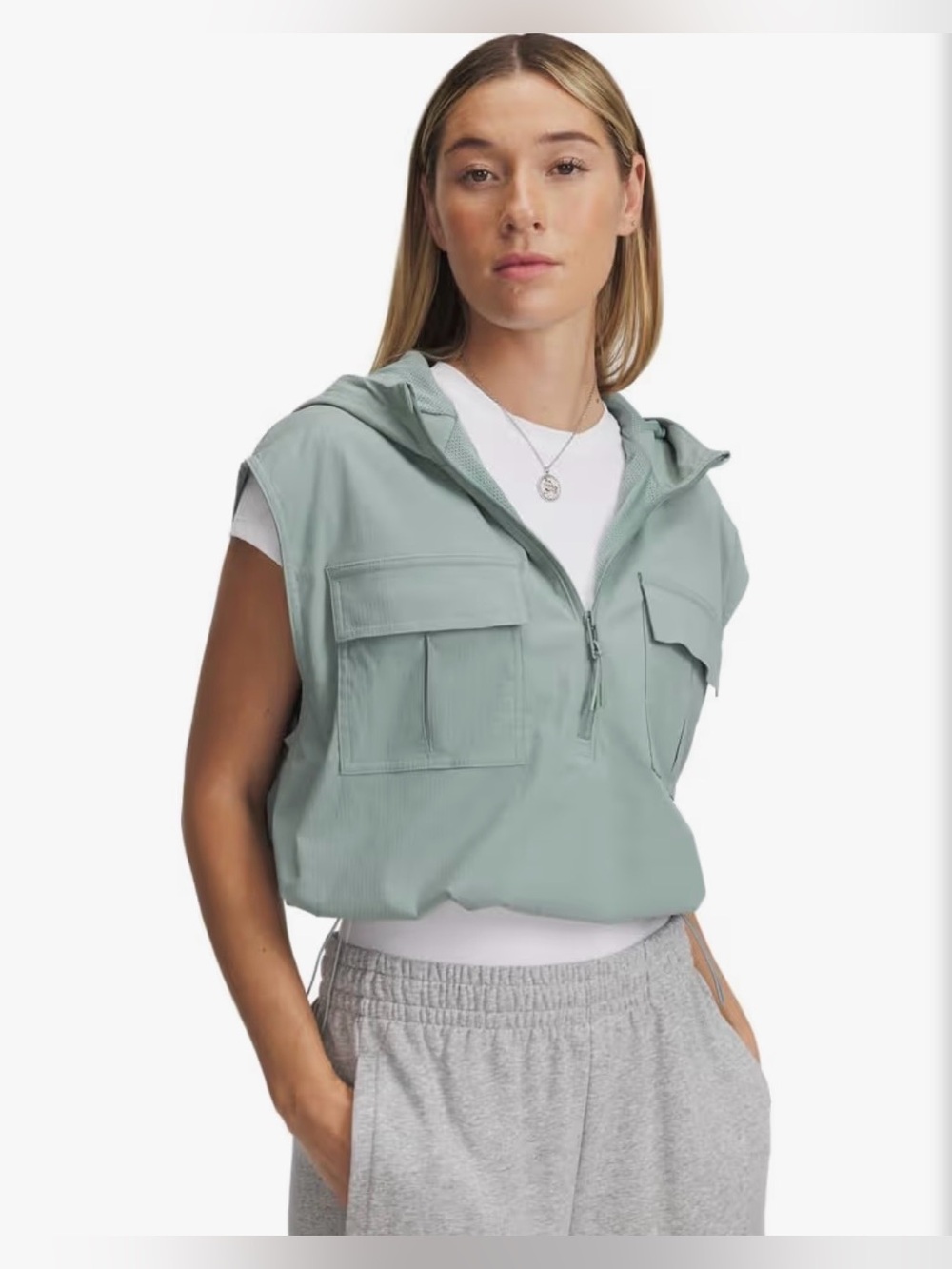 Under Armour Women's Unstoppable Utility Sleeveless Hoodie Silica Green XS